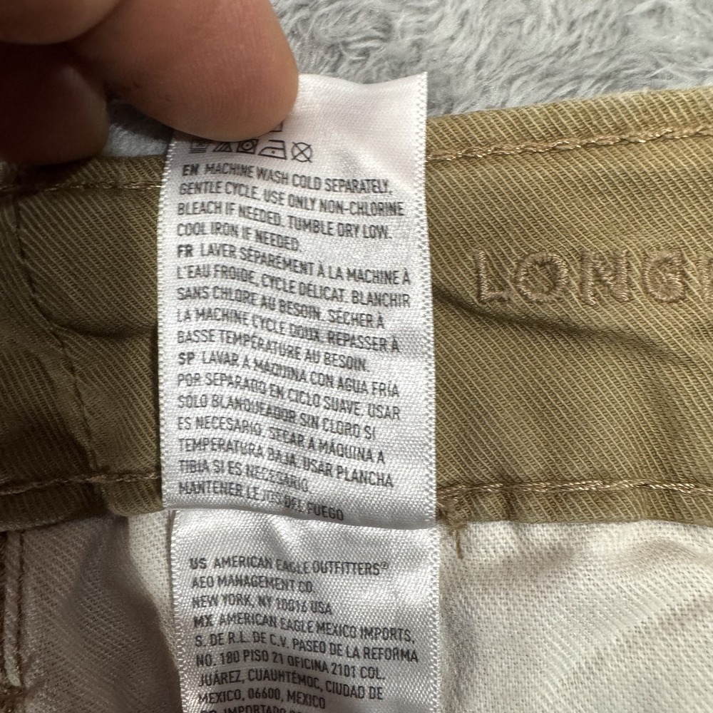 NWT American Eagle Shorts Mens 28x12 Brown Flat Front Chino Longer Length Flex - Picture 4 of 15